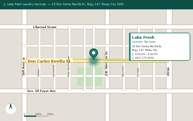 Map showing Laba Fresh at 23 Don Carlos Revilla St., Brgy. 147, Pasay City 1300